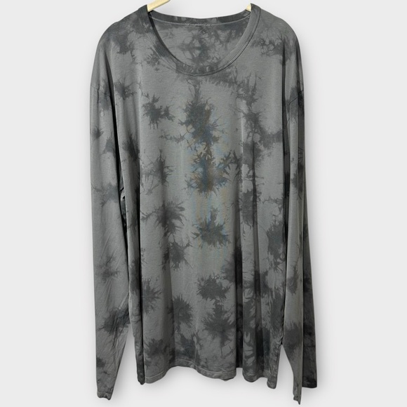 Lululemon Fundamental Long Sleeve Tee Shirt Men's XXL Gray Tie Dye Jersey Knit - Picture 1 of 5